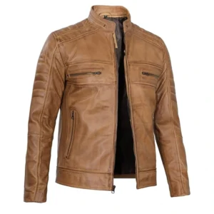 Mens Motorcycle Brown Distressed Leather Jacket