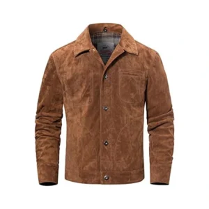 Men's Suede Leather Brown Jacket